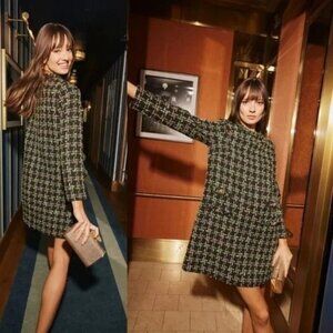 Tuckernuck Black Green Holly Tinsel Tweed Jackie Dress NWT, Size 3XL